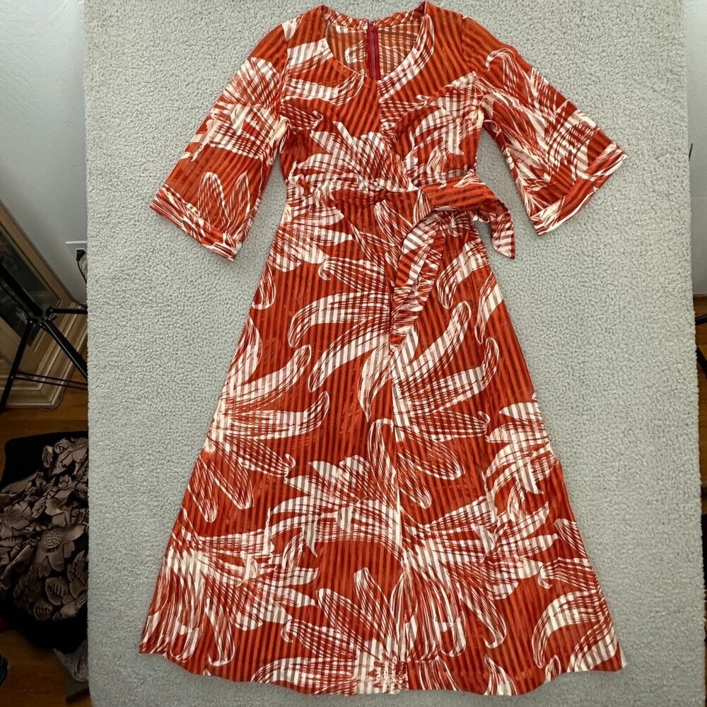 Vintage 70s Maxi Dress Womens Small See Through Flutter Sleeve Waist Tie - Picture 11 of 16